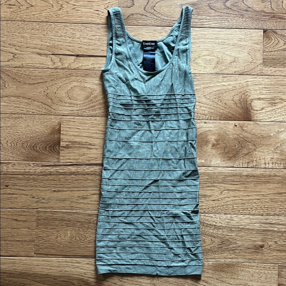 Bebe sage green Ribbed Sleeveless Dress bodycon